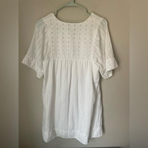 Boden White Cotton Gauze Material Eyelet Midi Dress Size 8 - Picture 8 of 14